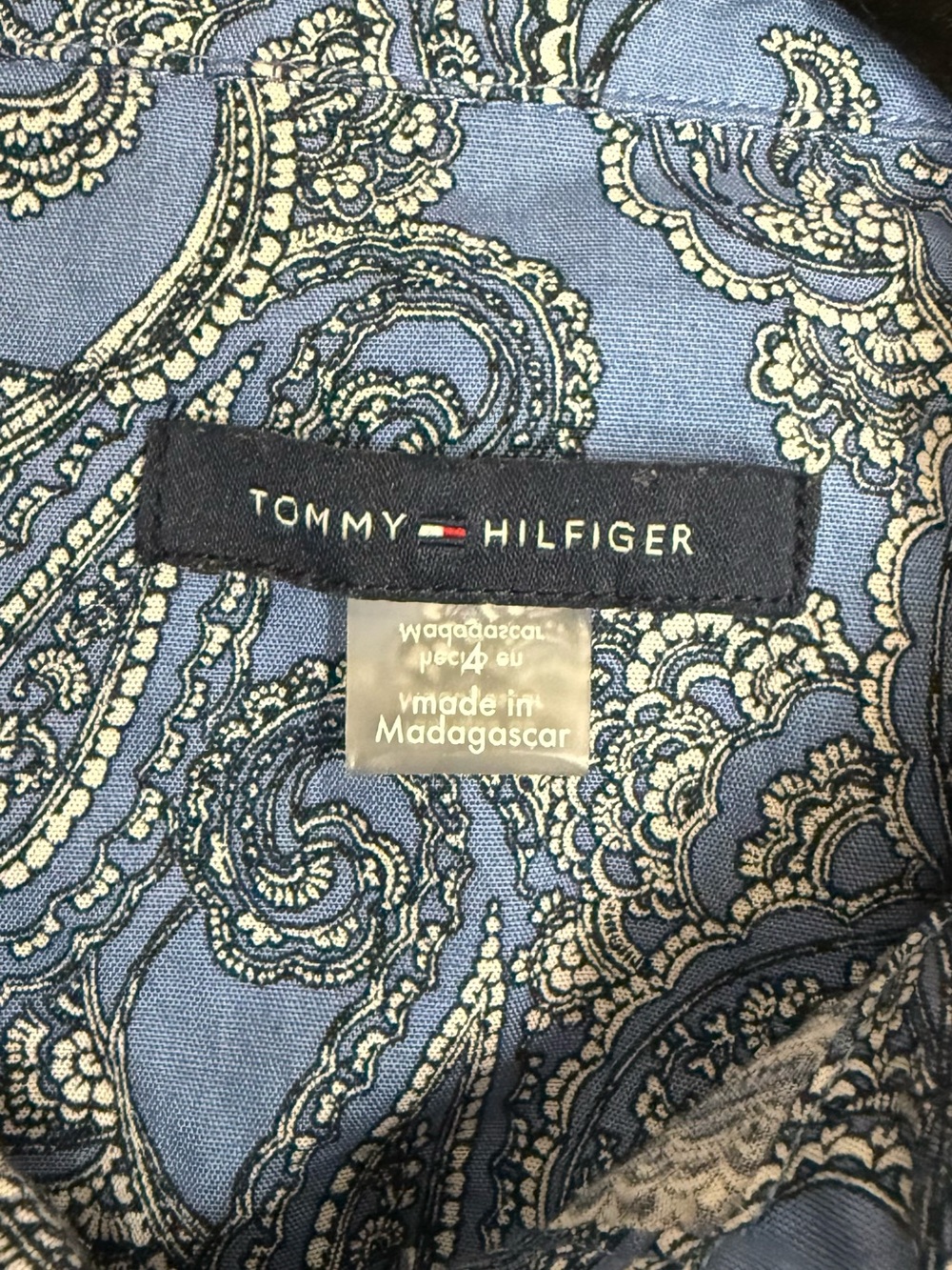 Tommy Hilfiger Blue Paisley Button-Down belted Dress Size 4